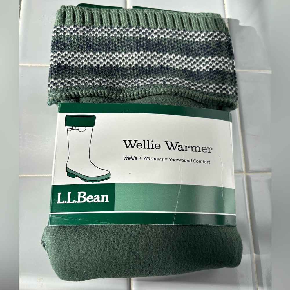 NWT•L.L. Bean Cozy Wellie Warmer • women's• green • Cabincore •Medium shoe 8/9